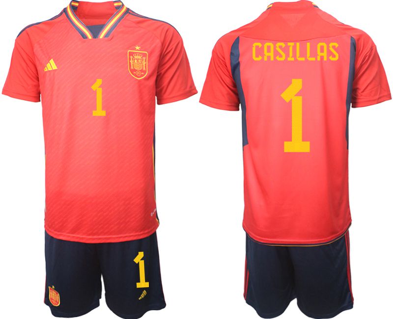 Men 2022 World Cup National Team Spain home red #1 Soccer Jerseys->spain jersey->Soccer Country Jersey